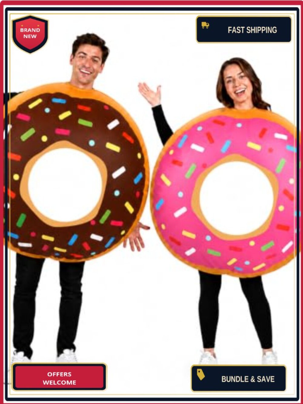 2 Pack Inflatable Donut Costume Polyester Adult Halloween Food Cosplay
